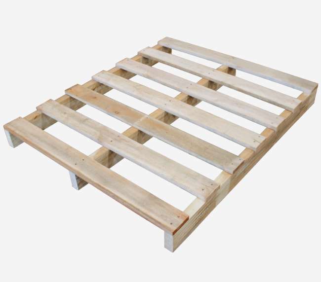 Foto de pallet perimetral de madeira com base embutida para empilhamento